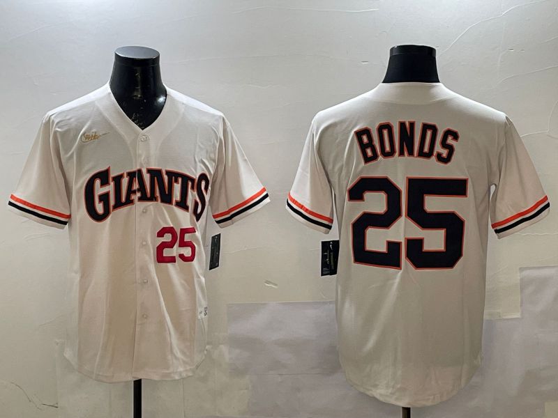 Men San Francisco Giants #25 Bonds Cream Throwback 2025 Nike MLB Jersey style 1